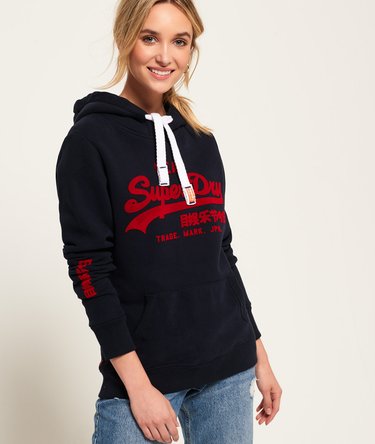 Vintage Logo Hoodie mit geflockter Logoprägung Image 1