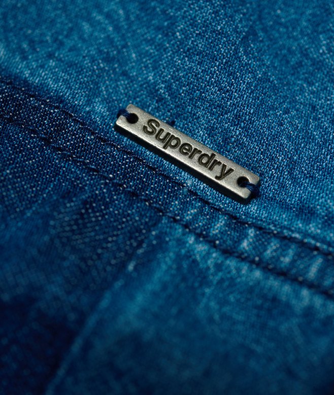 superdry denim dress womens Denim Zipthrough Dress in Light Indigo Vintage