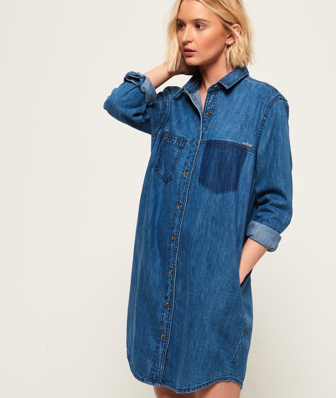 Oversized Denim Shirt Dress