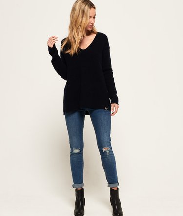 Peyton Ribbed Vee Jumper Image 3
