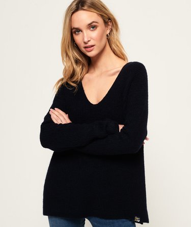 Peyton Ribbed Vee Jumper Image 1