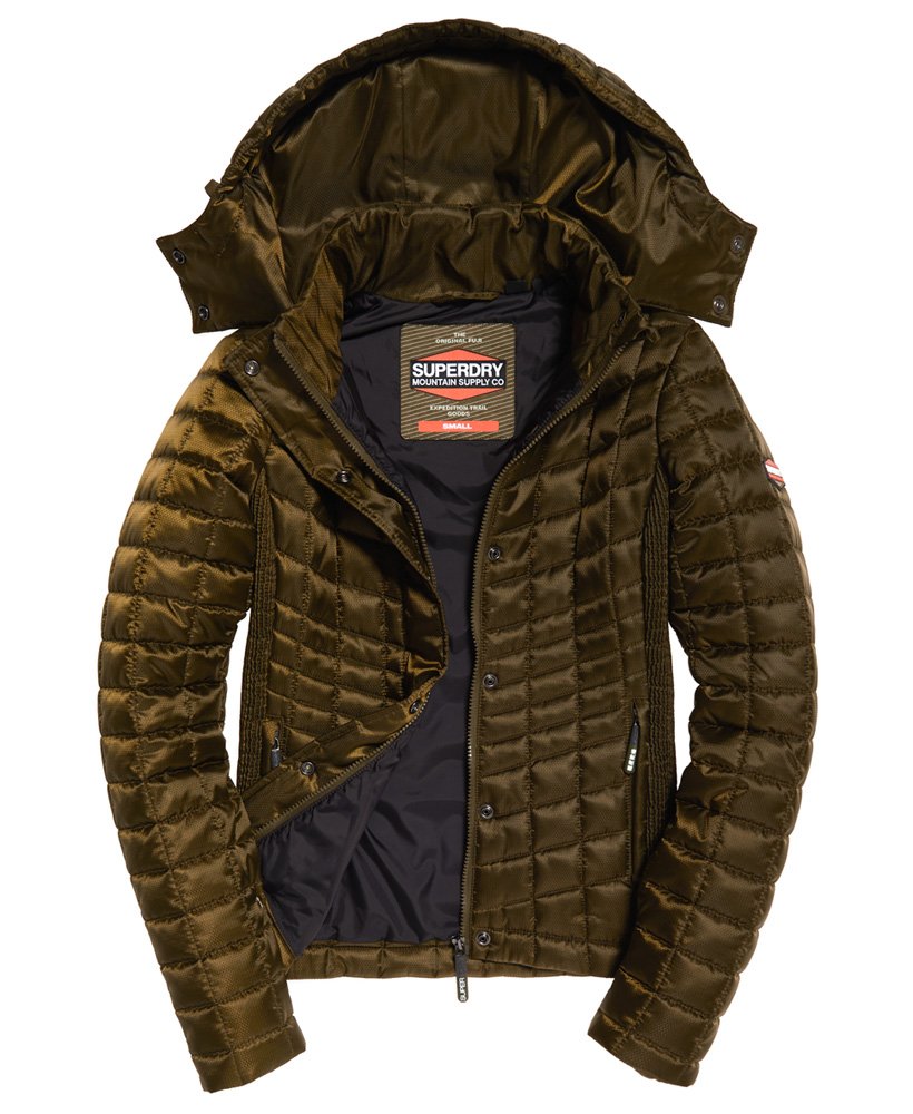 womens Nova Box Quilt Fuji Jacket in Urban Khaki | Superdry US