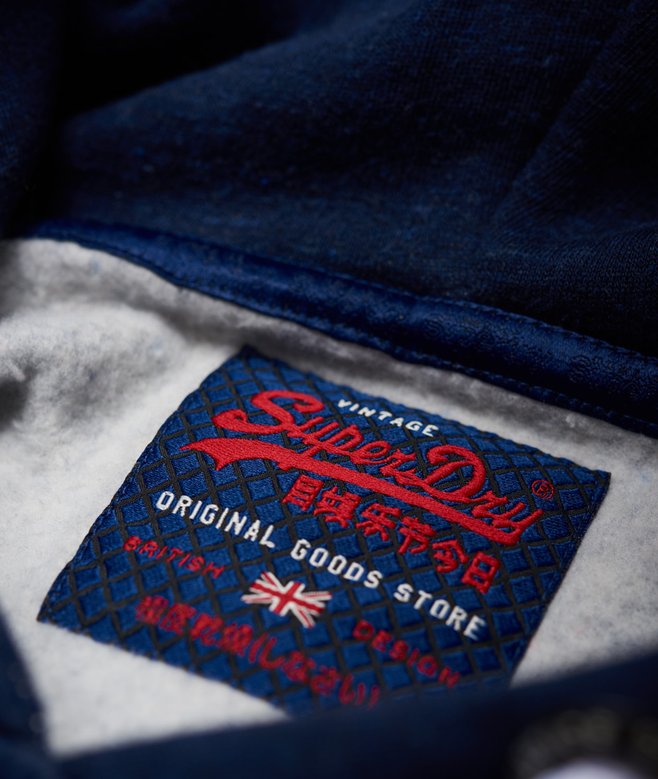 mens Vintage Logo Tri Hoodie in Montana Blue Grit Superdry UK