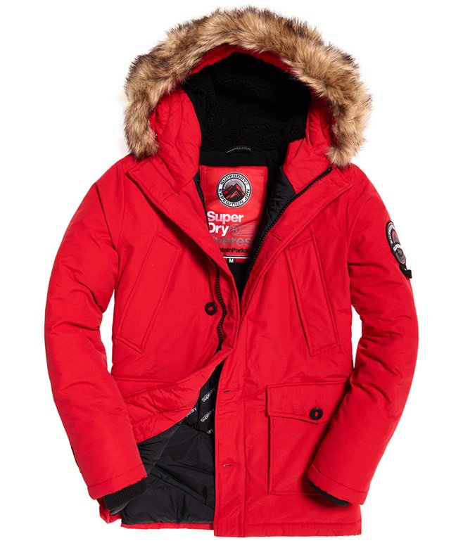 mens Everest Parka Jacket in RED | Superdry UK
