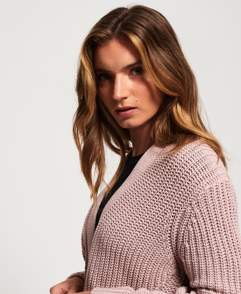 womens Brooke Ribbed Cardigan in DUSTY PINK Superdry IE
