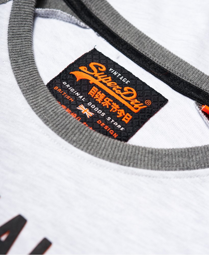 mens Vintage Logo Raglan Long Sleeve T-Shirt in Blizzard