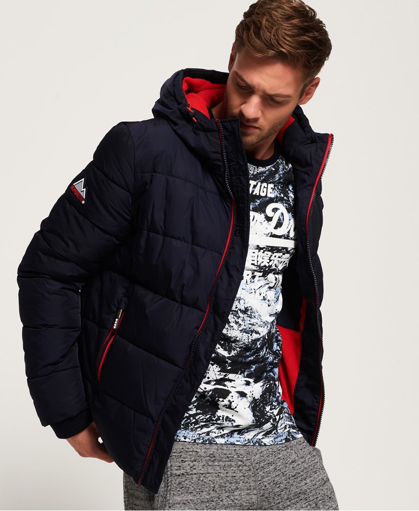 mens Sports Puffer Jacket in NAVY/BRIGHT RED | Superdry CA-EN