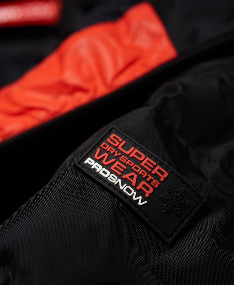 mens Super Canadian Ski Down Puffer Jacket in BLACK/ORANGE