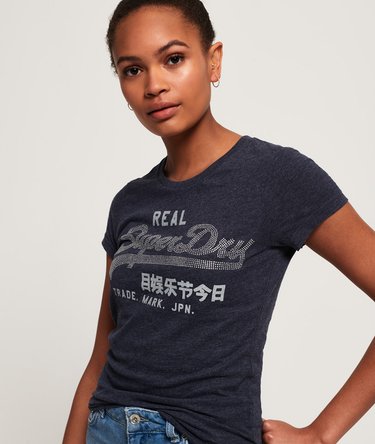 T-shirt met Vintage logo en glittersteentjes Image 5