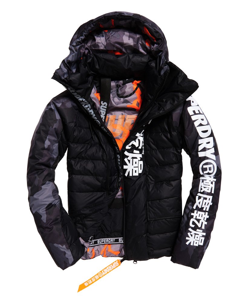 mens Japan Edition Snow Down Jacket in BLACK CAMO | Superdry CA-EN