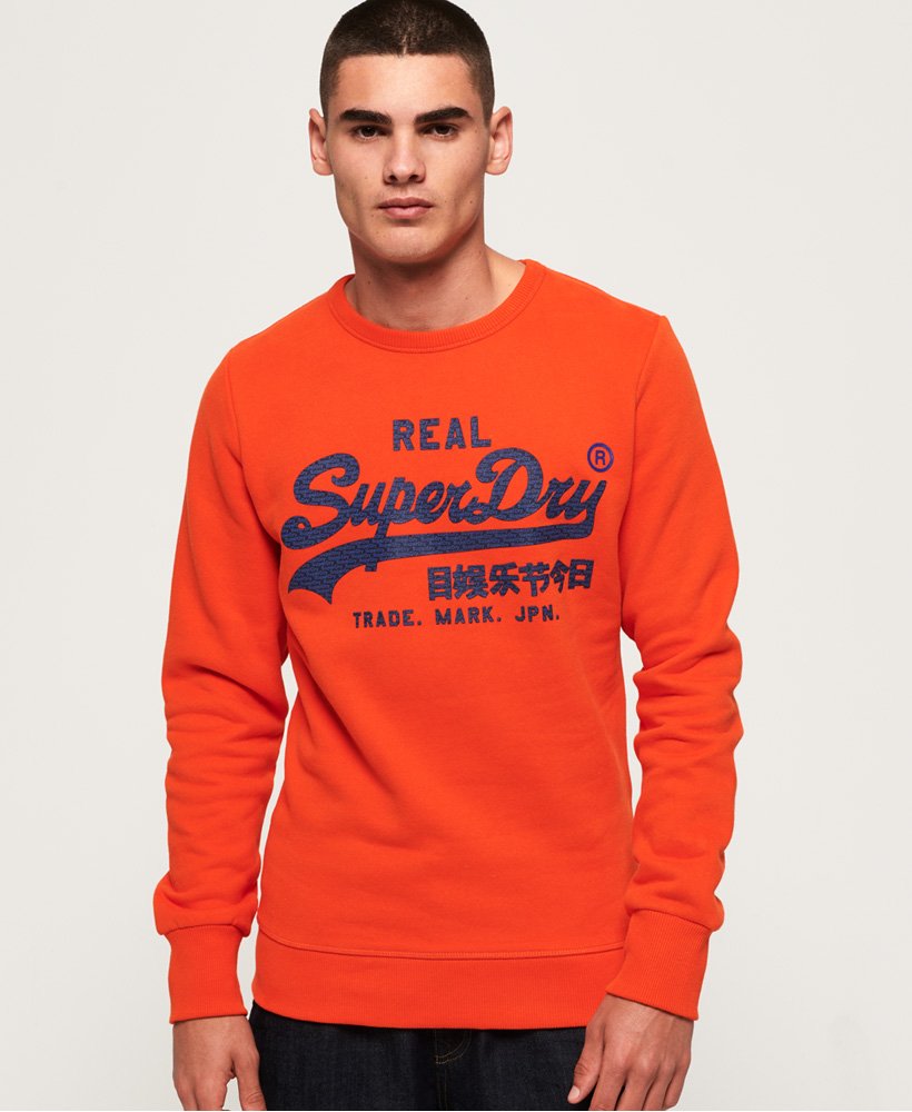 mens Vintage Logo Panel Stripe Sweatshirt in Pitch Orange | Superdry UK