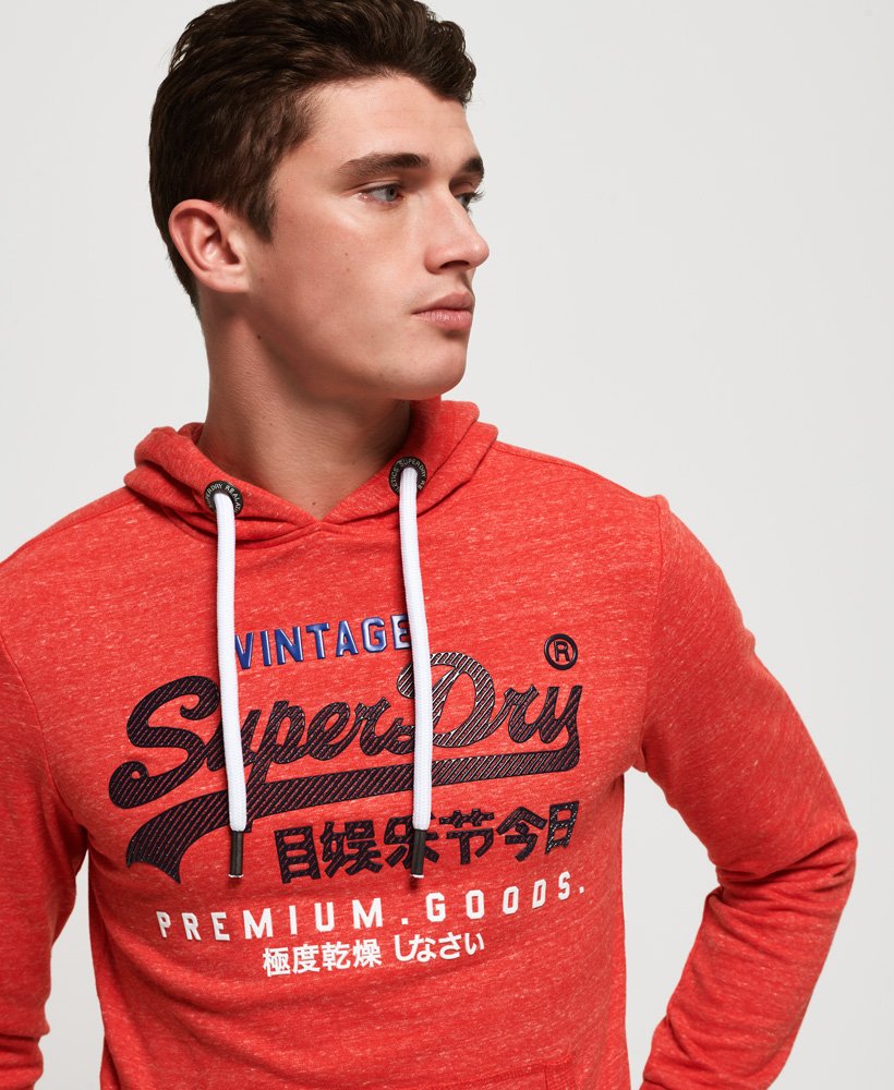 mens Premium Goods Tri Infill Lite Hoodie in Cali Red Heather | Superdry US