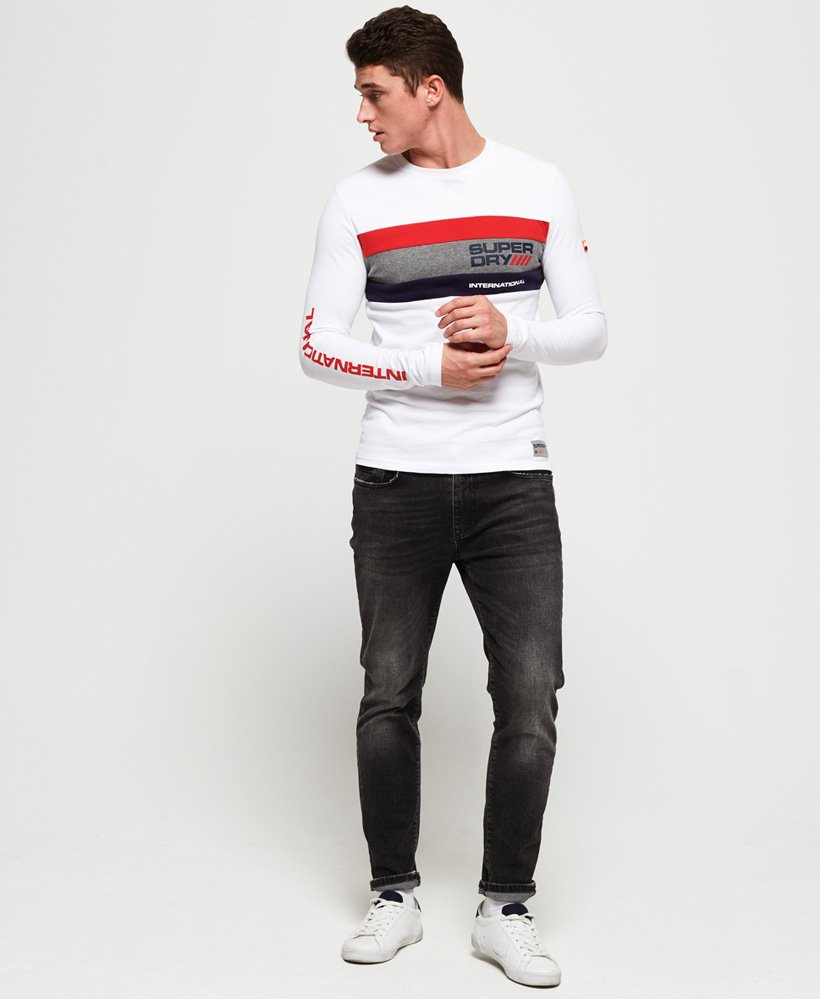 mens Trophy Tri Colour Long Sleeve T-Shirt in OPTIC