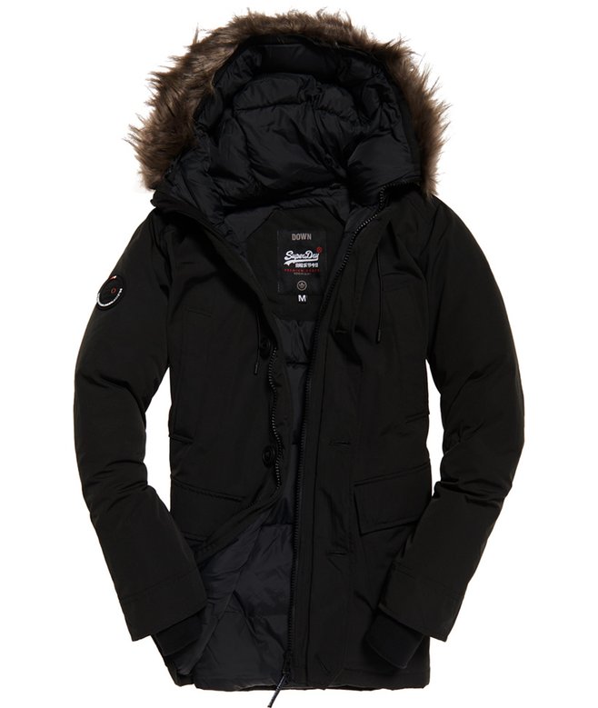 mens Rookie Down Parka Jacket in Black Superdry UK