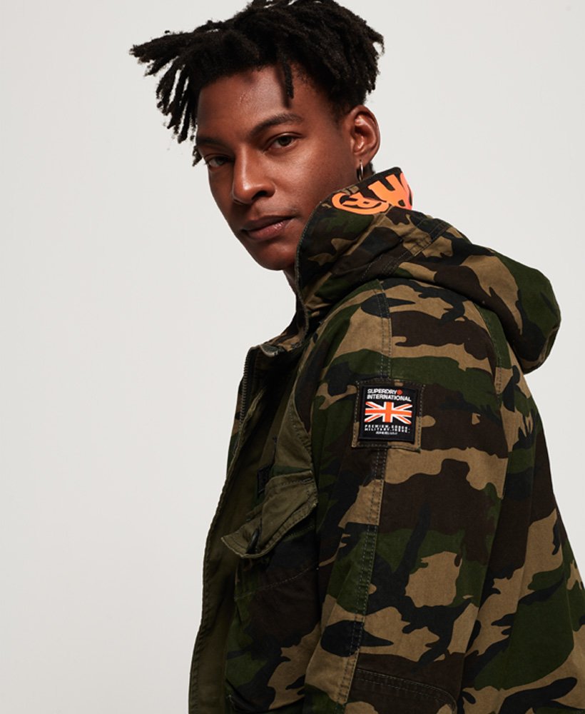 mens Rookie Camo Mix Parka Jacket in Camo/Solid Mix | Superdry CA-EN