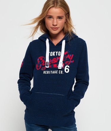 Mujer Sudadera afelpada con capucha Heritage en azul marino