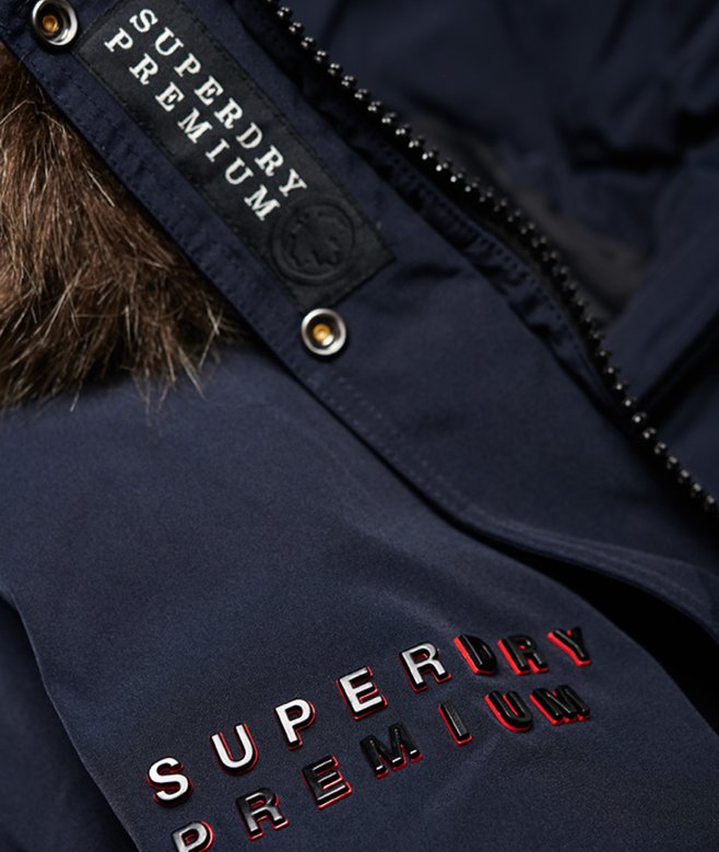 womens Premium Down Alps Coat in Navy Superdry UK