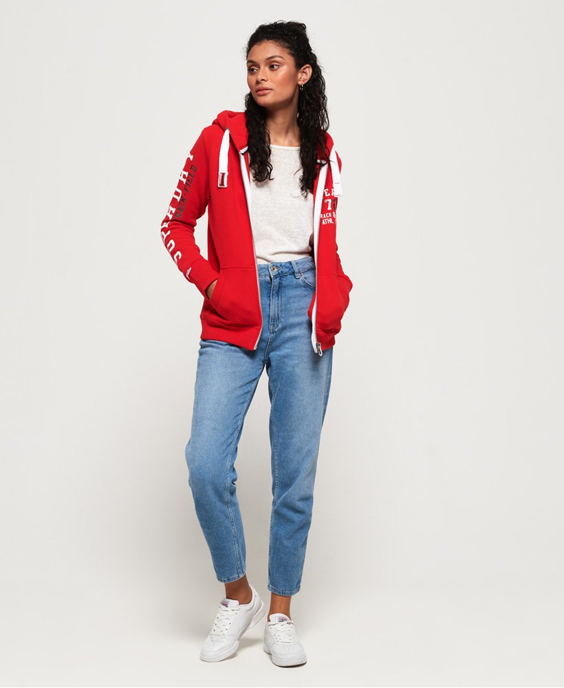 womens Track & Field Zip Hoodie in Rich Scarlett | Superdry CA-EN