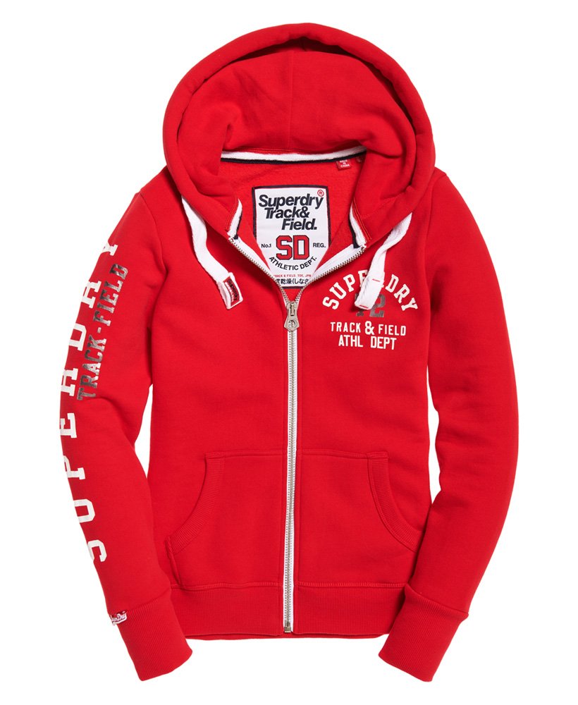 womens Track & Field Zip Hoodie in Rich Scarlett | Superdry CA-EN
