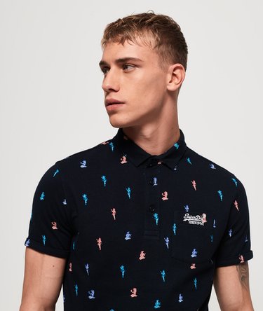City Jersey-Polohemd mit durchgehendem Print und Tasche Image 5