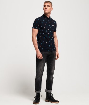 City Jersey-Polohemd mit durchgehendem Print und Tasche Image 3