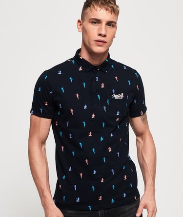 City Jersey-Polohemd mit durchgehendem Print und Tasche Image 1