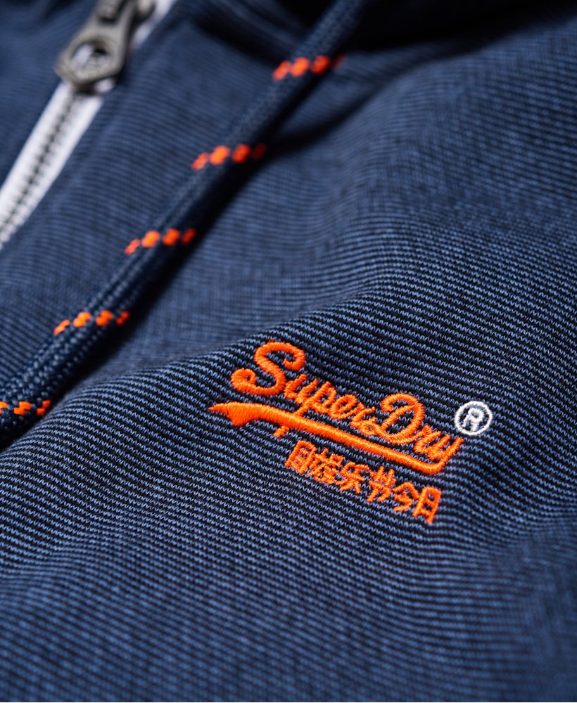 mens Orange Label Zip Hoodie in Abyss Navy Feeder Stripe