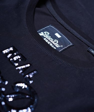 T-shirt con logo Vintage a paillettes tono su tono Image 6