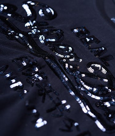 T-shirt con logo Vintage a paillettes tono su tono Image 7