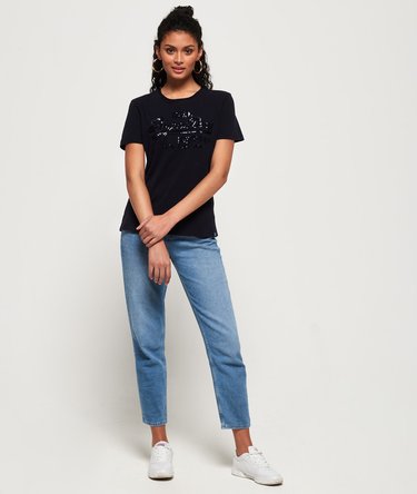 T-shirt con logo Vintage a paillettes tono su tono Image 3