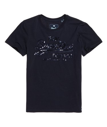 T-shirt con logo Vintage a paillettes tono su tono Image 2