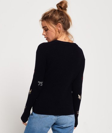 Layla Embroidered Ribbed Crew Jumper Image 4