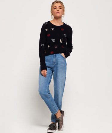 Layla Embroidered Ribbed Crew Jumper Image 3