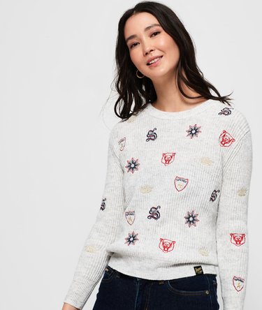 Layla Embroidered Ribbed Crew Jumper Image 5
