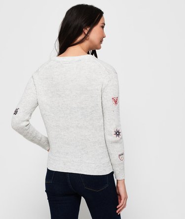 Layla Embroidered Ribbed Crew Jumper Image 4