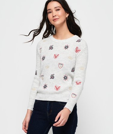 Layla Embroidered Ribbed Crew Jumper Image 1