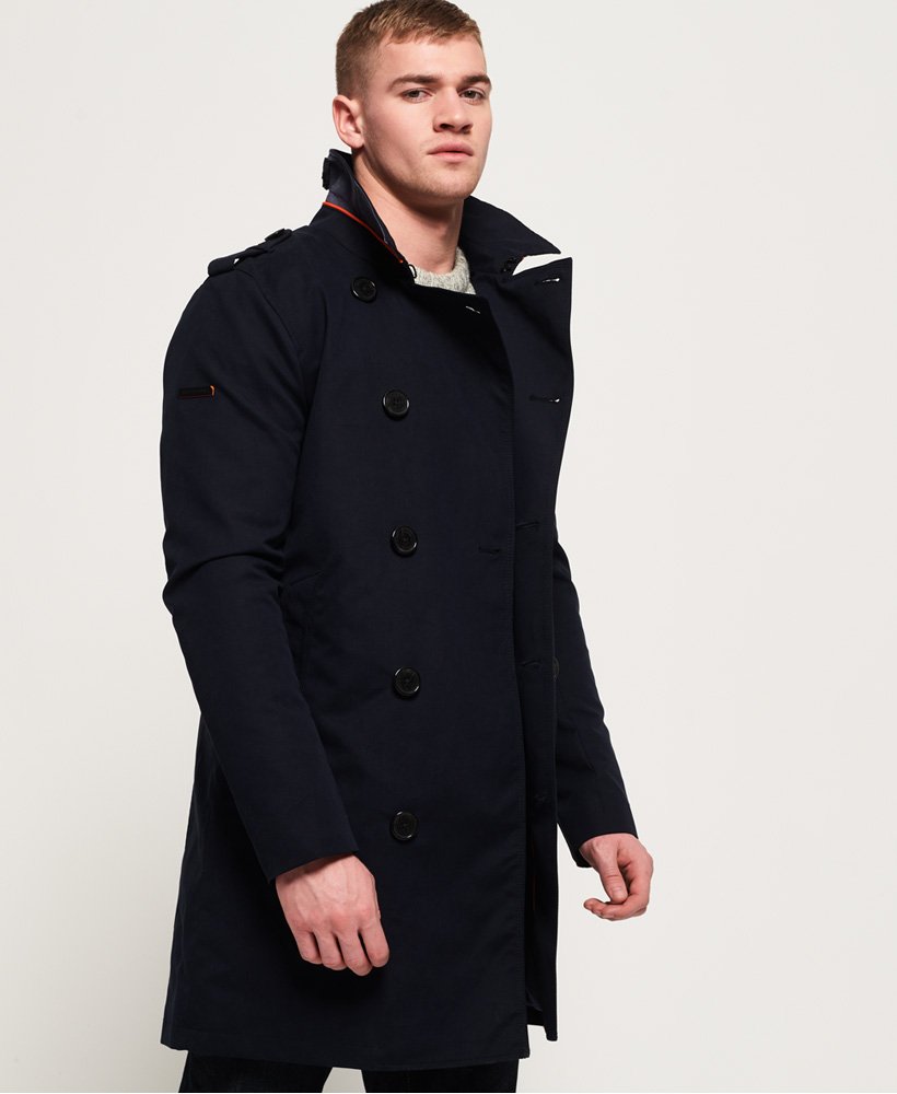 mens Summer Rogue Trench Coat in Navy | Superdry UK