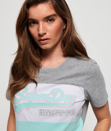 T-shirt a blocchi di colore con logo vintage Image 3