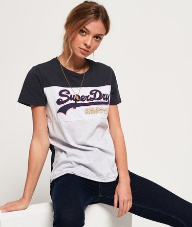 T-shirt a blocchi di colore con logo vintage Image 6