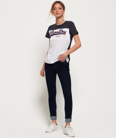 T-shirt a blocchi di colore con logo vintage Image 3
