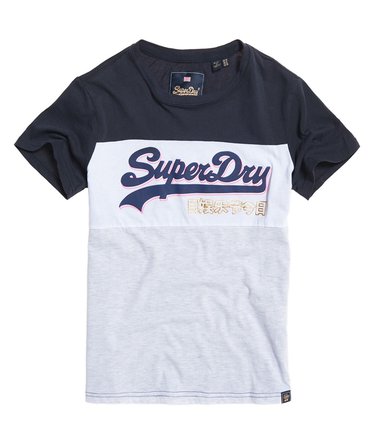 T-shirt a blocchi di colore con logo vintage Image 2