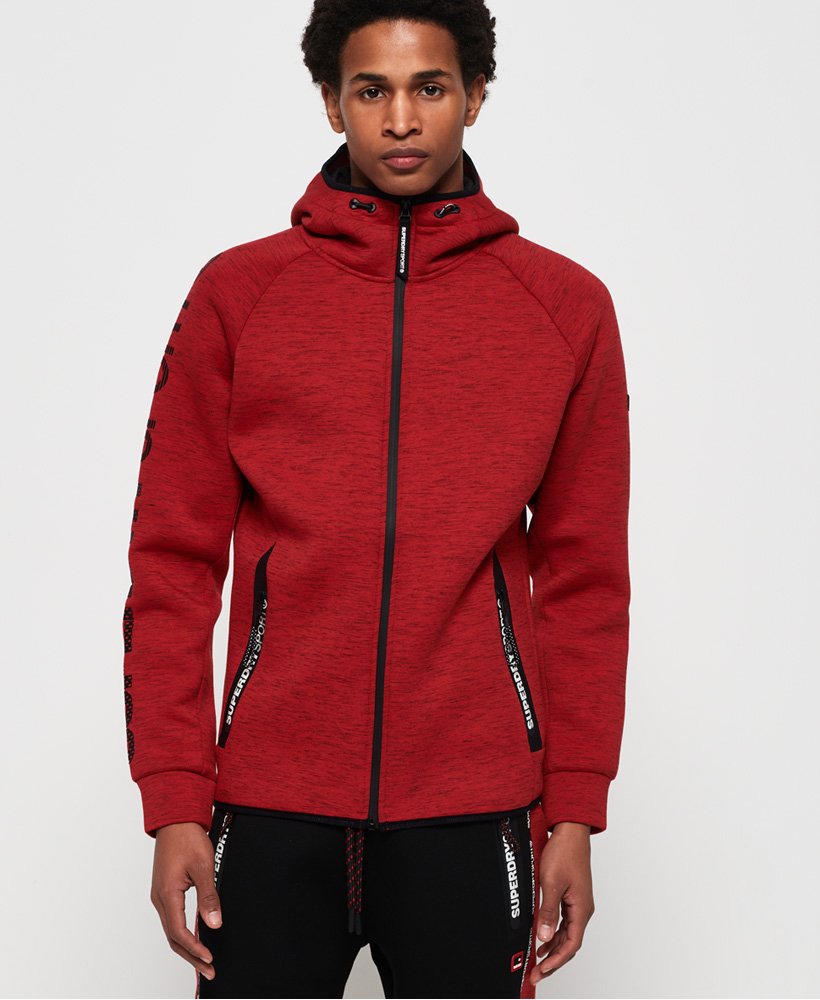 Sweat à capuche zippé en stretch Gym Techrouge tison pour Homme | Superdry  FR