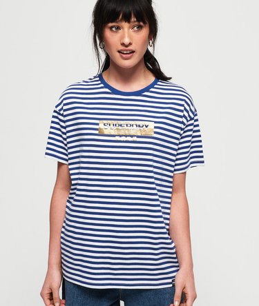 Portland Oversized T-Shirt mit Streifen und minimalem Logo Image 1