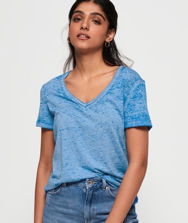 T-shirt à col V effet dévoré Image 1