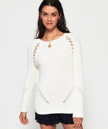 Pull côtelé orné de dentelle Bella Image 1