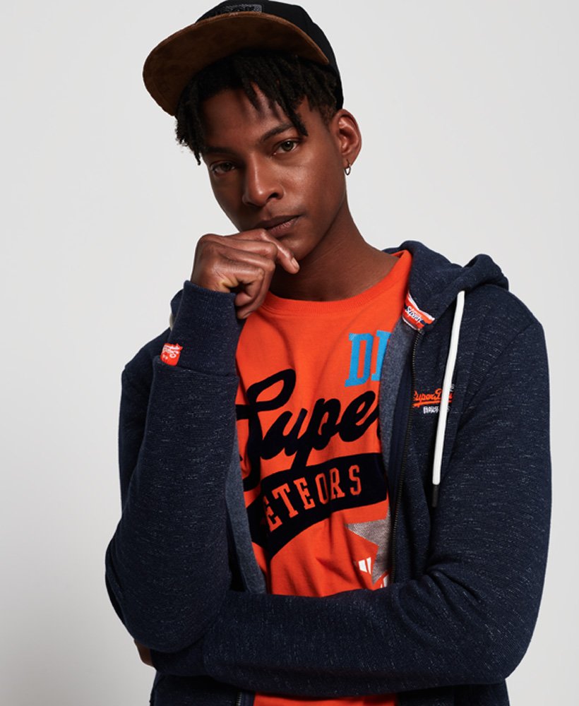 mens Orange Label Classic Zip Hoodie in Classic Navy Feeder