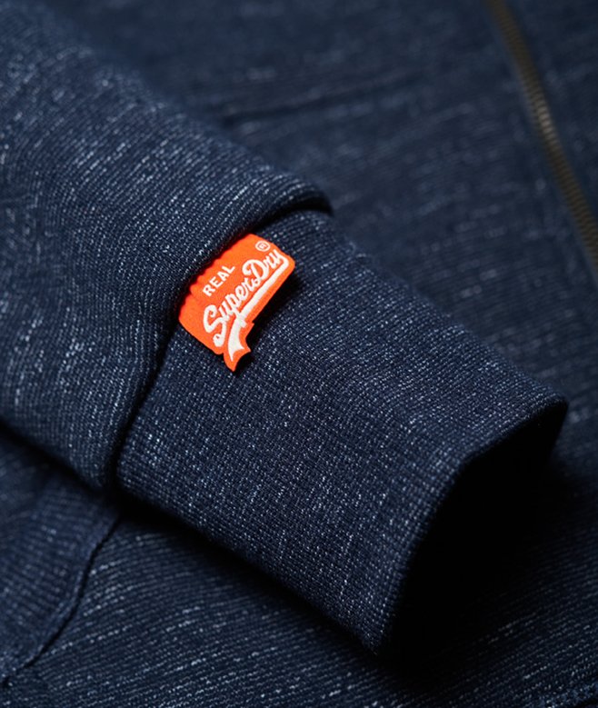 mens Orange Label Classic Zip Hoodie in Classic Navy Feeder