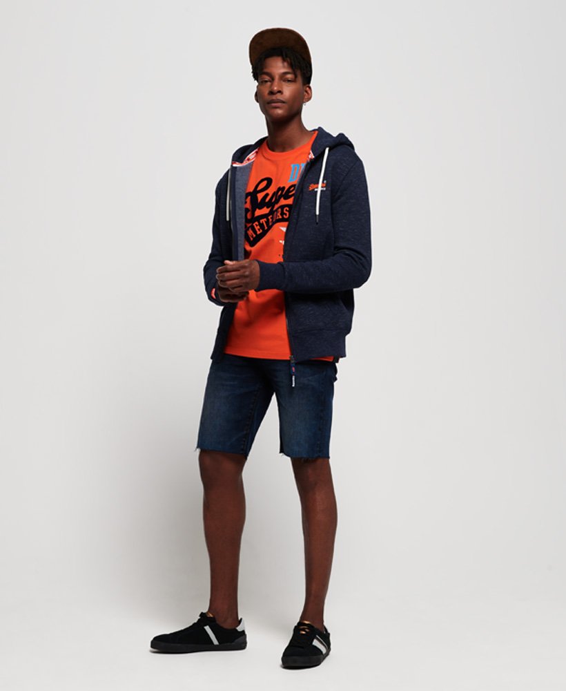 mens Orange Label Classic Zip Hoodie in Classic Navy Feeder