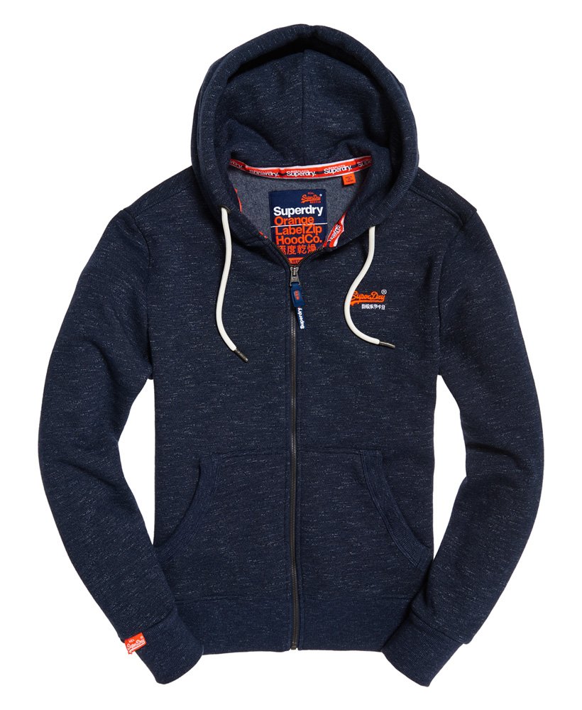 mens Orange Label Classic Zip Hoodie in Classic Navy Feeder