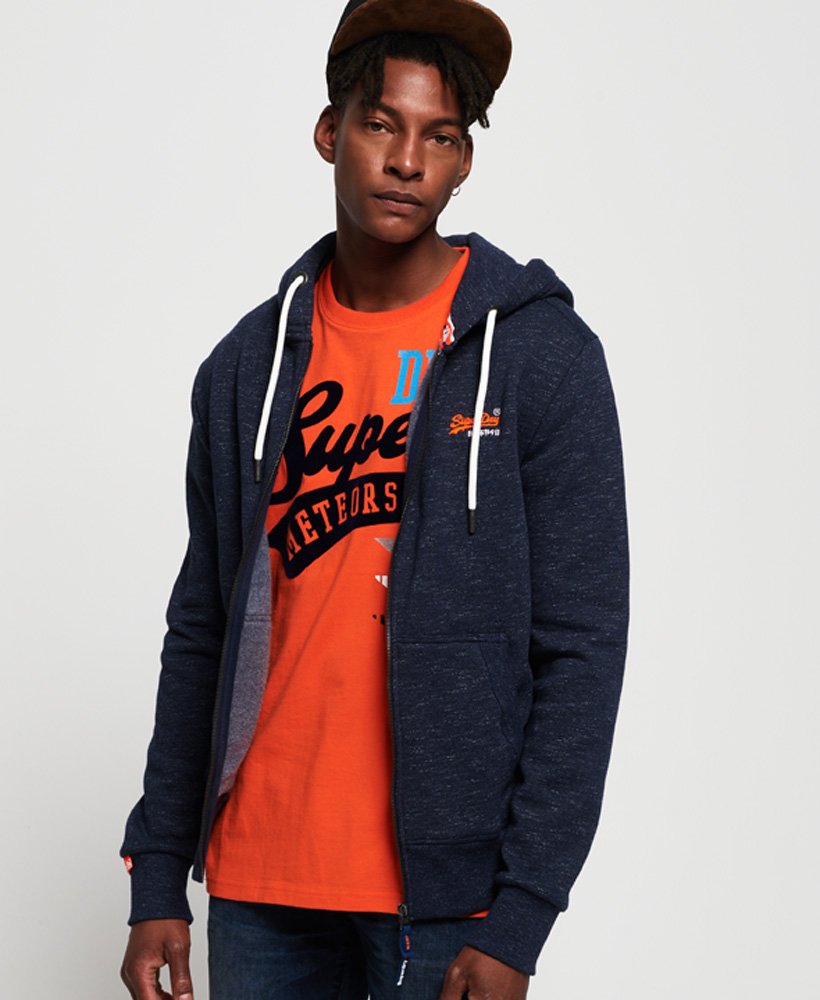 mens Orange Label Classic Zip Hoodie in Classic Navy Feeder